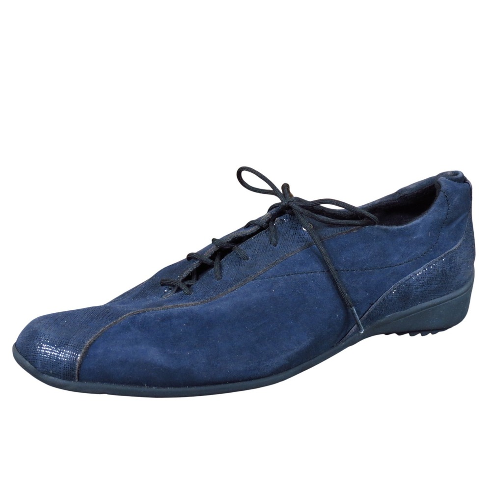 Munro American Sydney Womens Comfort Sneakers Sz 10 Navy Shimmer Suede Leather‎